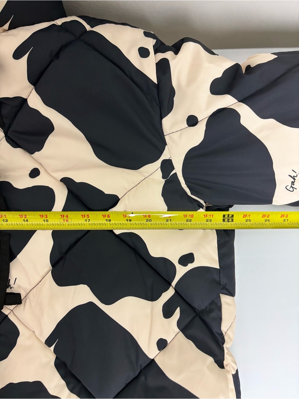 Free People Lisa Says Gah Lady Puffer Jacket in Black and White Cow Print Size X - Picture 12 of 13